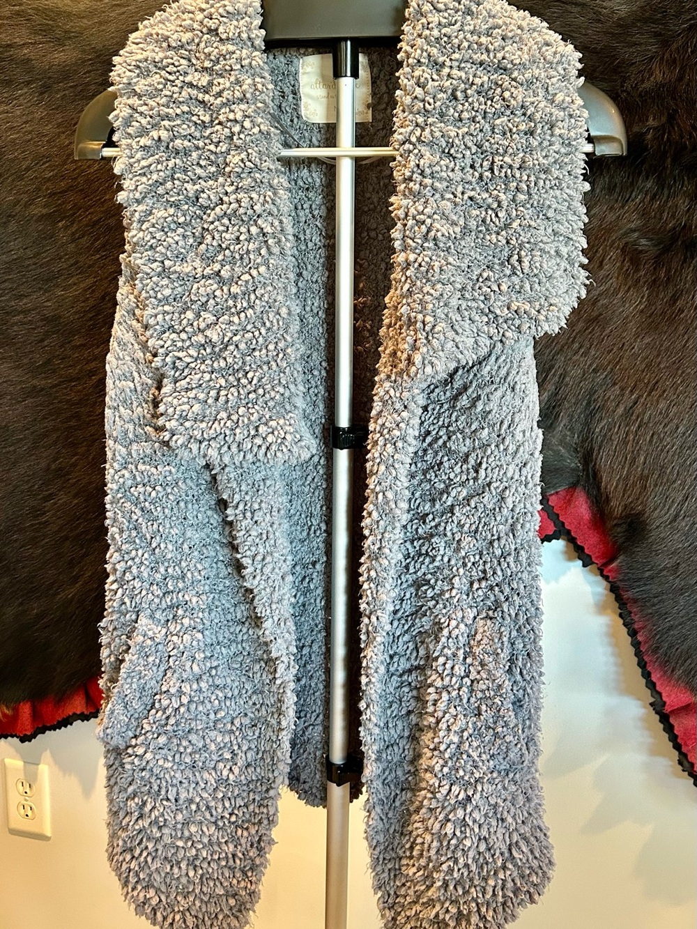 Alter’d State Women's Teddy Faux-Sherpa Open Front Coatigan - Light Gray Sz M